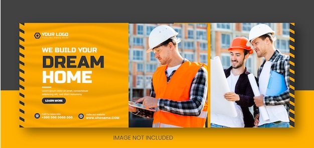 Vector home improvement and repair construction facebook cover or social media cover and web banner design