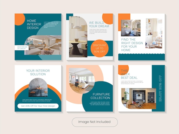 Home interior design sale social media post template