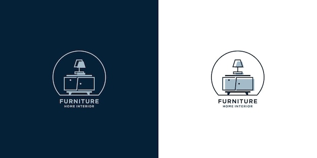 Home interior furniture logo design. drawer logo template with silhouette