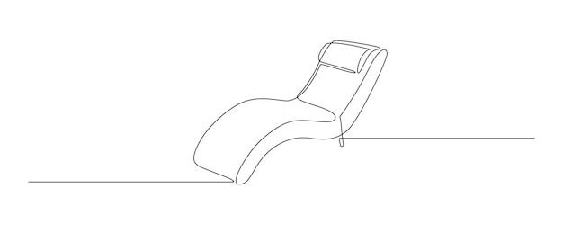 Home interior in one continuous line drawing Modern furniture armchair and table with flower in simple Linear style Editable stroke Doodle vector illustration