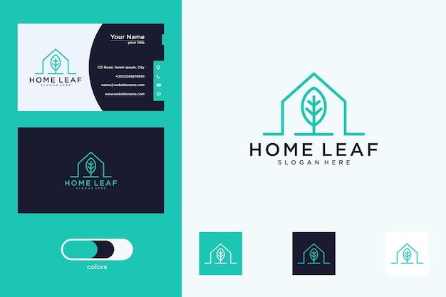 home leaf logo design and business card