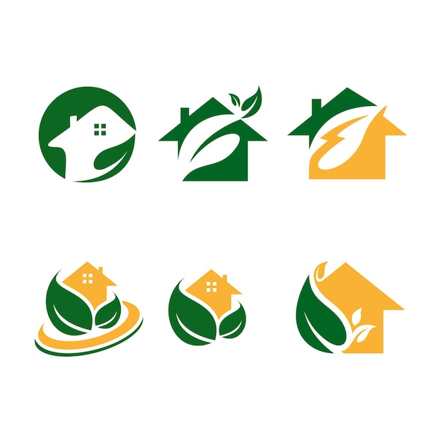 Home Leaf Logo Design Vector