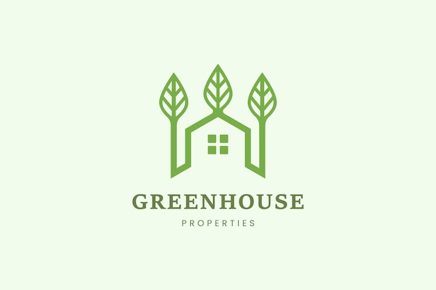 Home and leaf tree logo template for property or apartment business