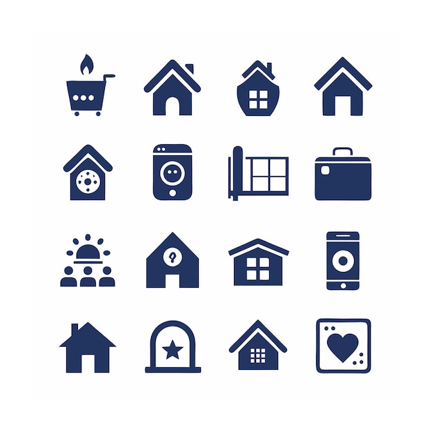 Home and Living Icon Set Vector Illustration