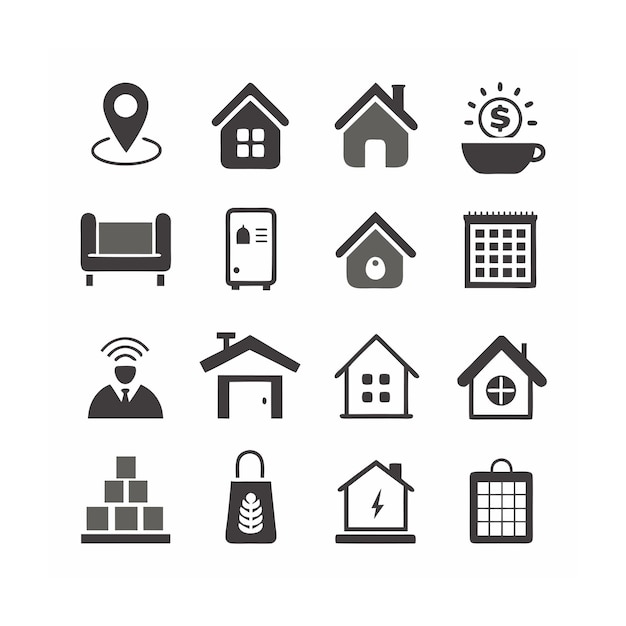 Home and Living Icon Set Vector Illustration