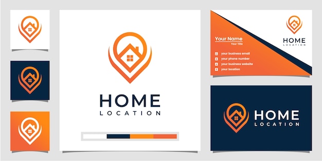 Home location logo templates. with line art style and business card design