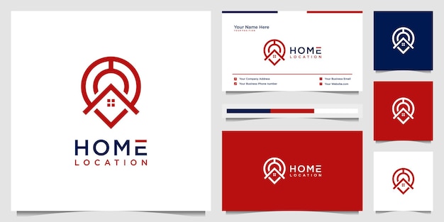 Home location simple logo design with business card