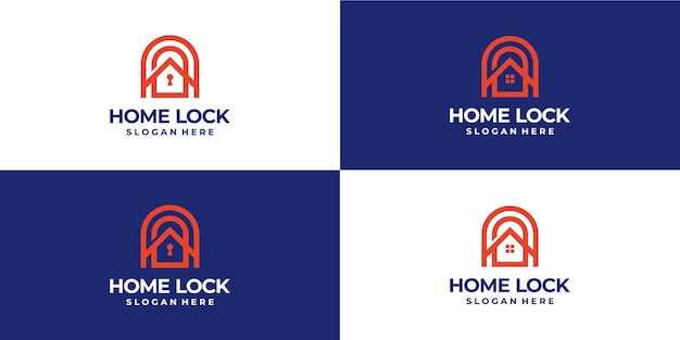 Home lock, key monline shape logo design inspiration