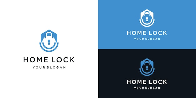 Home and lock security logo design