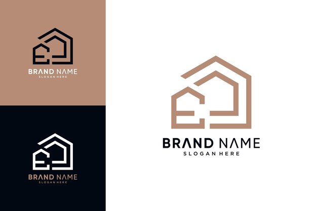 Home logo design vector illustration combined with letter e and creative unique concept