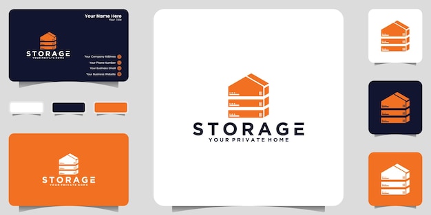 Home logo inspiration and data storage icon and business card design