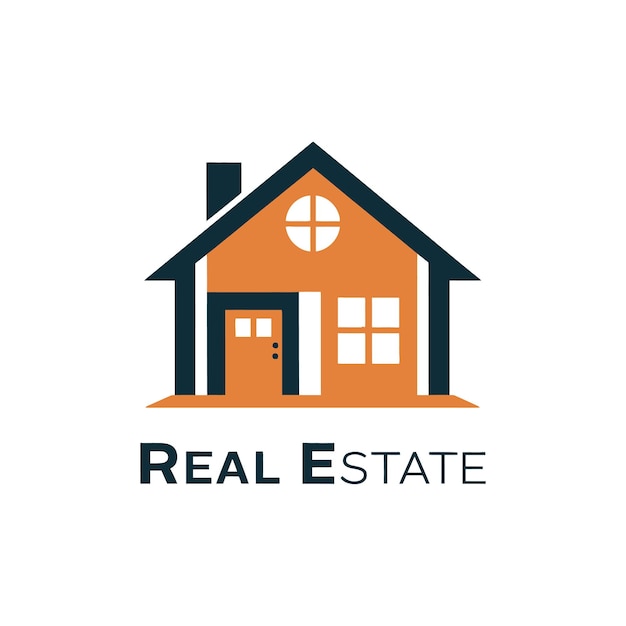 a home logo for real estate with a house in the background