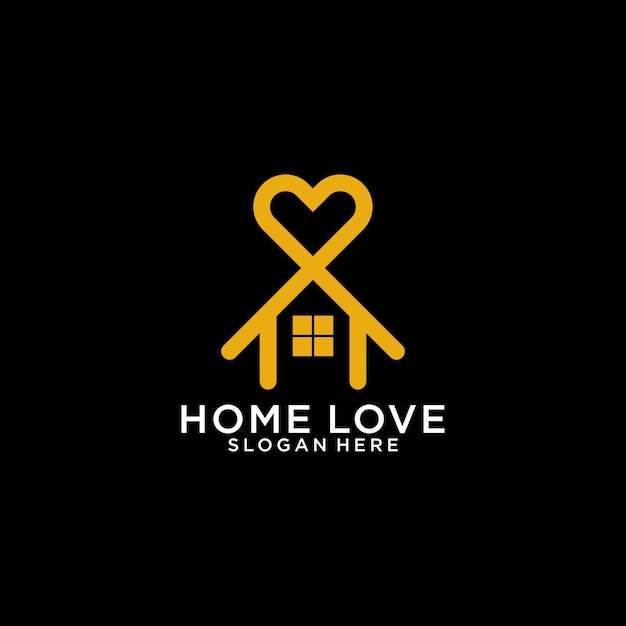 home love line art logo design