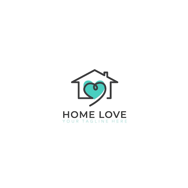 home and love minimalist logo design