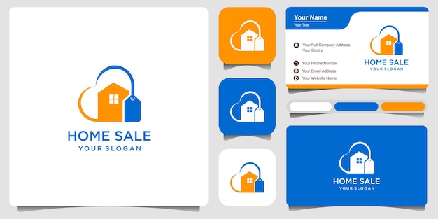 Home love sale logo and premium vector business card design Premium Vector