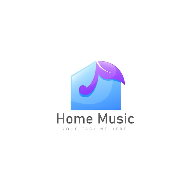 Home music gradient logo design icon illustration