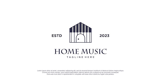 Home music logo with piano concept design icon vector illustration