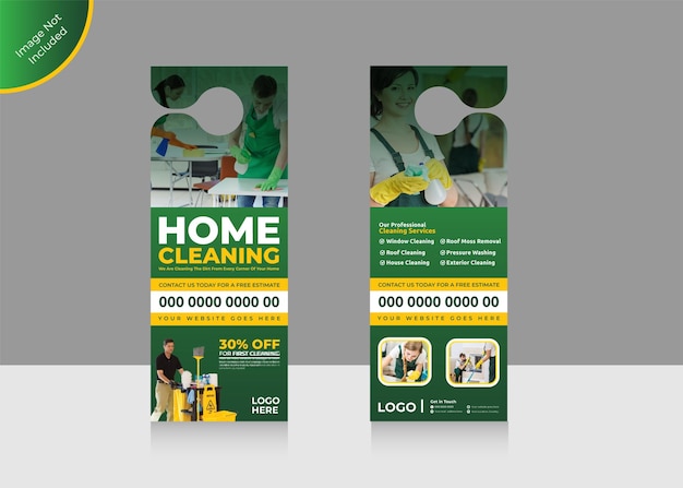 Home, office cleaning door hanger template or Cleaning service door hanger design template