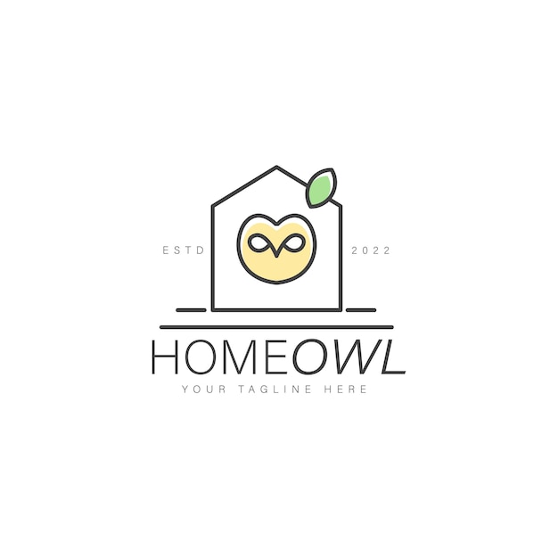 Home owl line logo design illustration icon