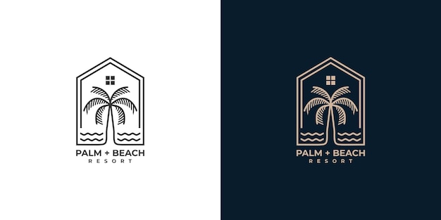 home palm tree and beach logo