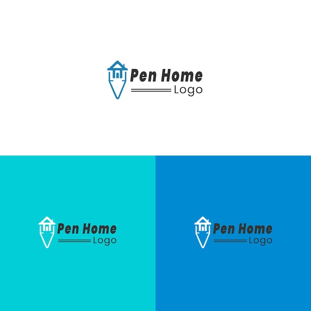 Home Pen logo Design Template Premium Eps