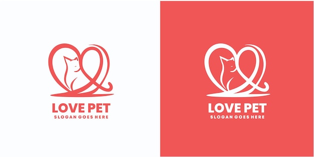 Home pets Logo dog cat design vector template Linear style Animals Veterinar Logotype