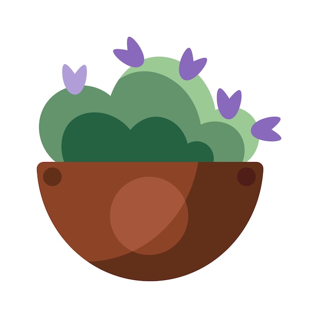 Home plant in a pot flat illustration