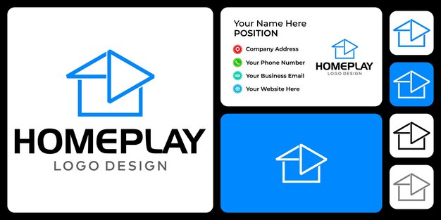 Home and play logo design with business card template