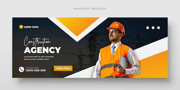 Vector home property business construction facebook cover or social media web banner design template