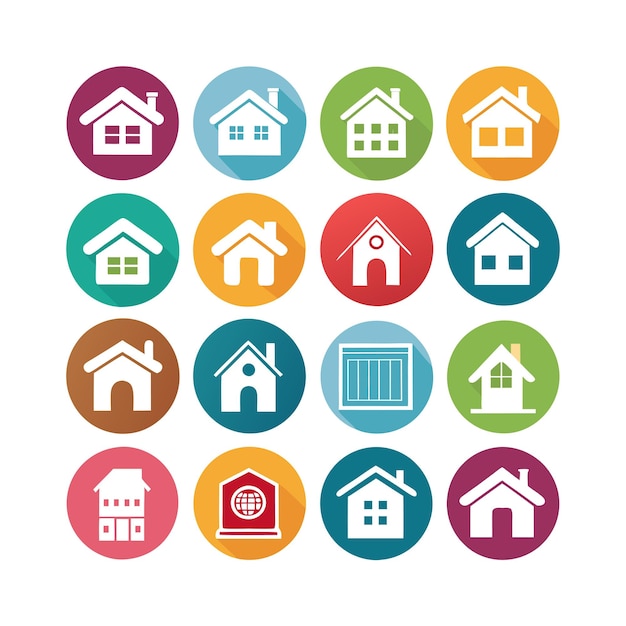 Home and Real Estate Icon Set Collection Vector Illustration