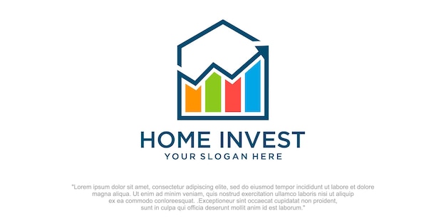 Home real estate with invest logo and statistic logo design