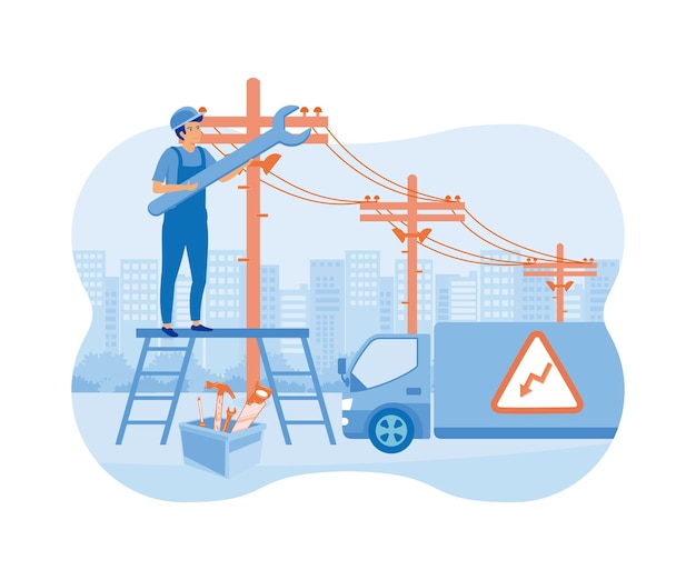 Vector home renovation abstract concept electrician services flat vector modern illustration