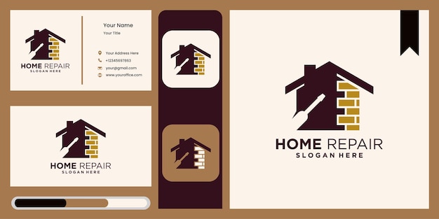 Home renovation home repair home improvement and industry logo design with business card display