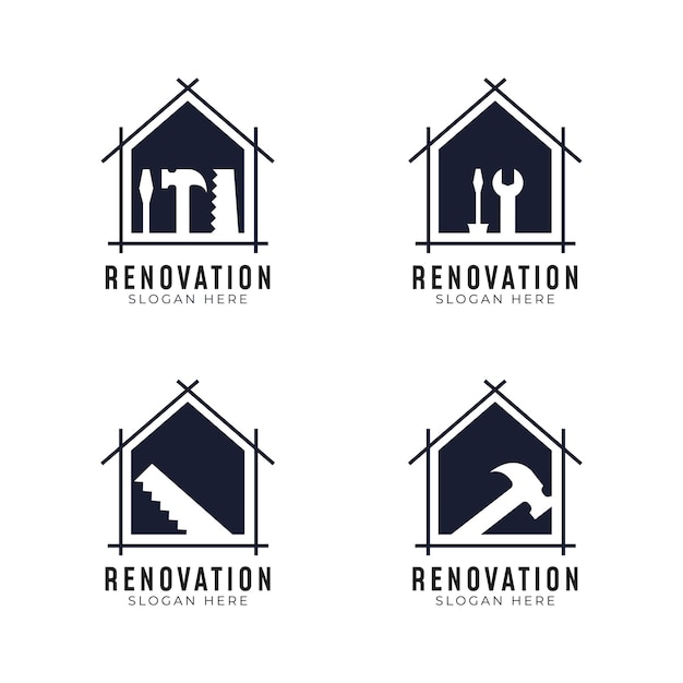 Home renovation logo collection with handyman tool concept