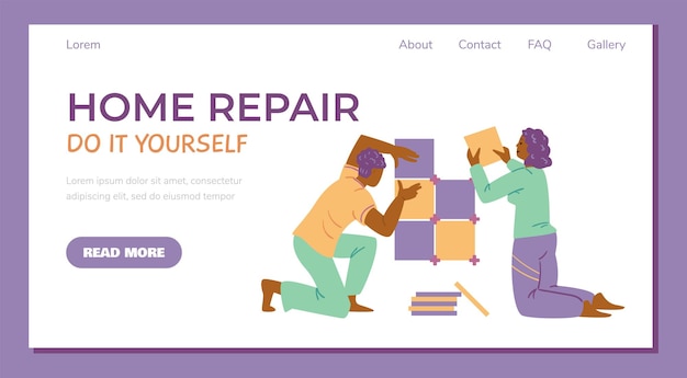 Home renovation on your own  website banner layout flat vector illustration