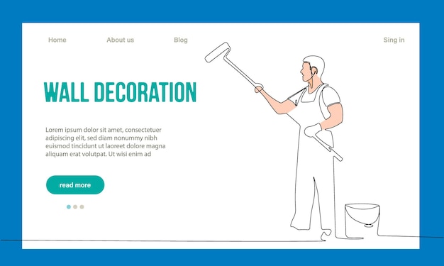 Home Repair Concept. Website Landing Page. Repairmen Workers Are Making Works Of House. Cartoon Char