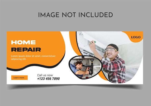 Vector home repair facebook cover template