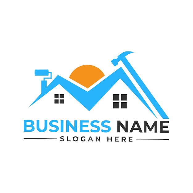 home repair, roofing, remodeling, handyman, home renovation, decor logo