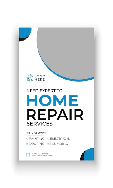 Home repair service social media story banner template