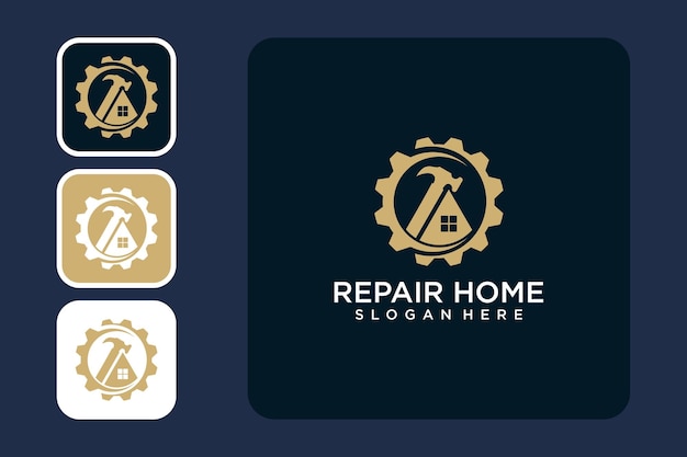 Home repair with gear logo design