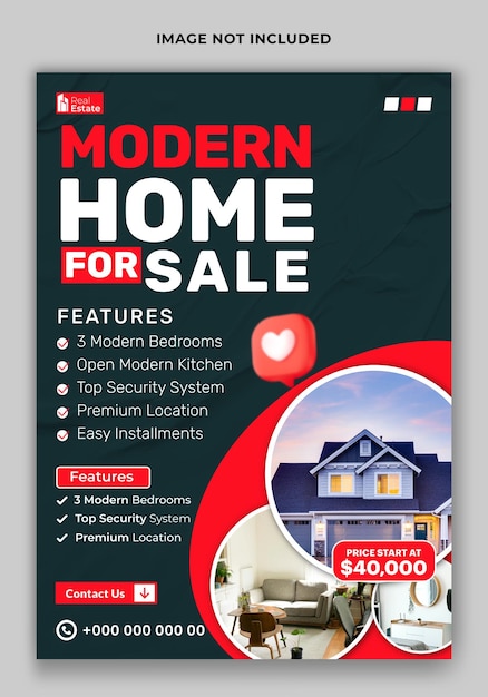 Home for sale ads flyer template design