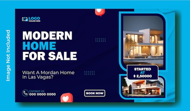 Home sale ads promotional web banner template design