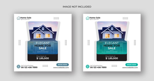 Vector home sale business social media post square banner template