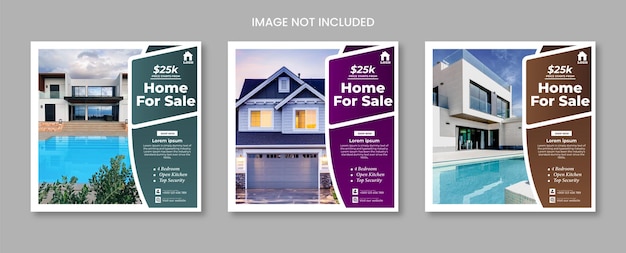 Home sale post Set of editable Real Estate Social Media Post Template