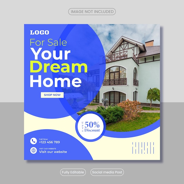 Home sale post template Flat and minimalist real estate sale banner template