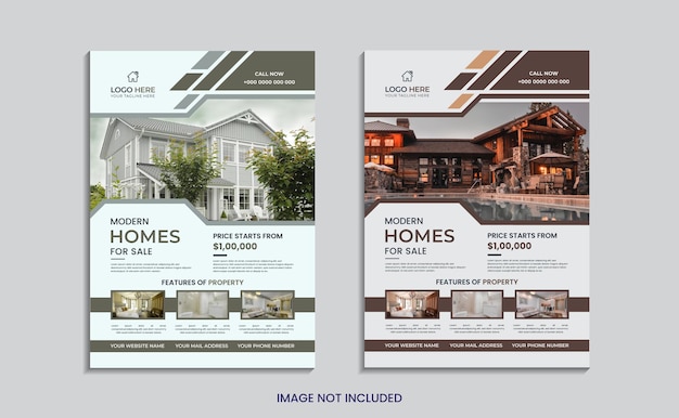 Home for sale real estate flyer design with minimal creative shapes.