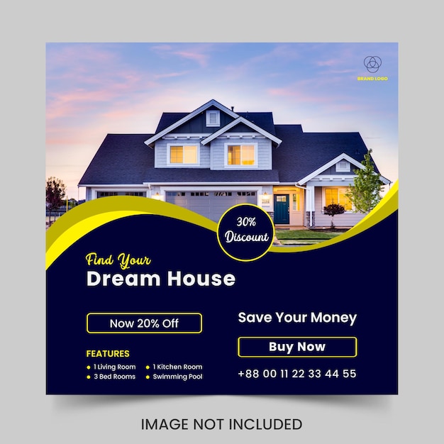 Home for sale social media post banner design premium vector