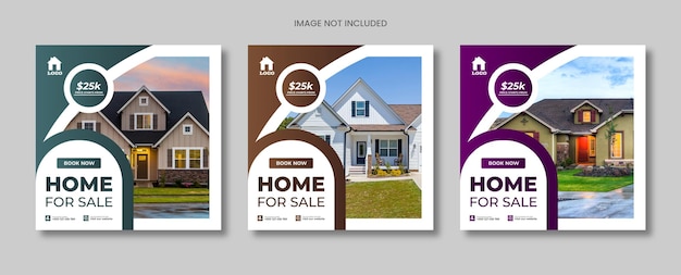 Home sale social media post flat and minimalist real estate sale banner