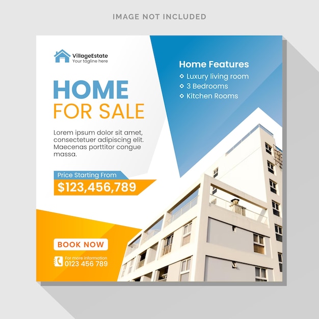 Vector home for sale social media post template