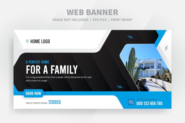 home sale web banner or facebook cover template premium
 vector